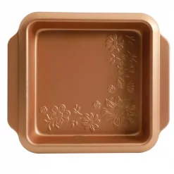 Discount ✔️ Gibson Home Country Kitchen 8 In. Square Copper Embossed Carbon Steel Bake Pan ❤️