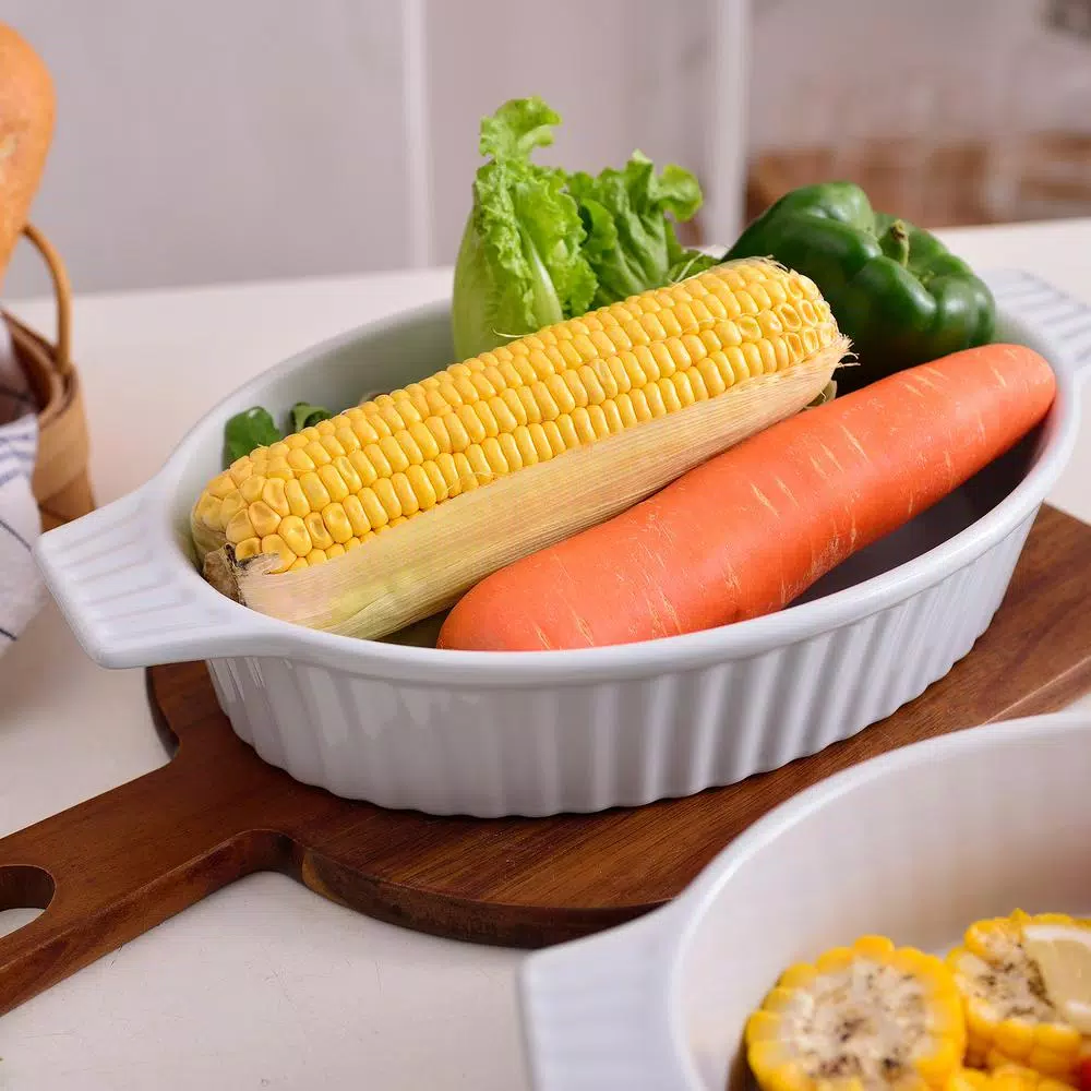 Discount π MALACASA 2-Piece White Oval Porcelain Bakeware Set 12.75 In. And 14.5 In. Baking Dish β€οΈ - Image 2