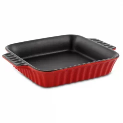 Promo π Crock-Pot Denhoff Ribbed 8 In. Square Stoneware Nonstick Casserole Dish In Red β€οΈ