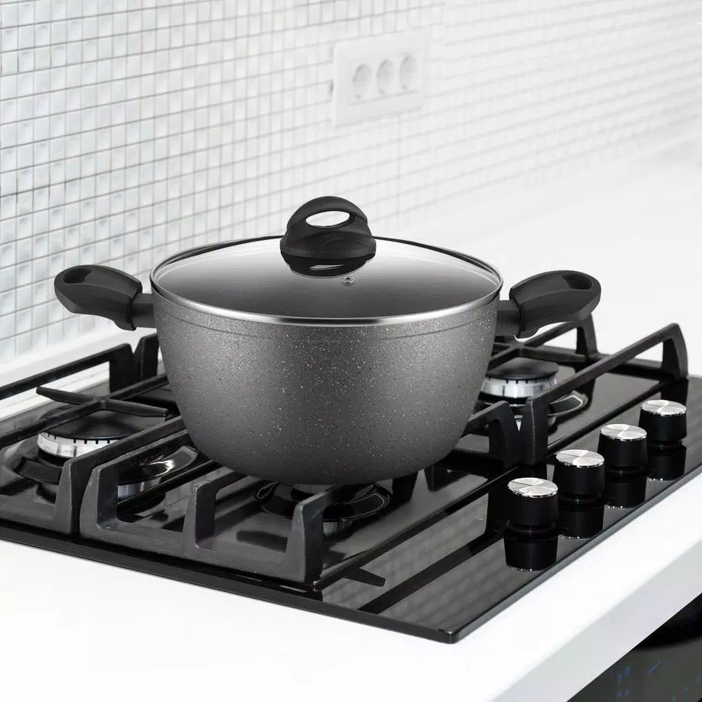 Outlet π AMERCOOK Lava Stone 5 Qt. Aluminum Nonstick Casserole Dish In Gray With Glass Lid π - Image 2