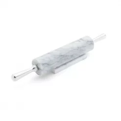 New βοΈ Fox Run White Marble Rolling Pin And Base With Aluminum Handles π