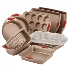 Best Sale 🎁 Rachael Ray Cucina 10-Piece Latte And Cranberry Bakeware Set 😀