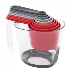 Hot Sale 😉 Spectrum Magnetic Nested Measuring System, Measuring Cups & Spoons For Wet And Dry Ingredients, Measuring Cup Baking Set, Red ❤️