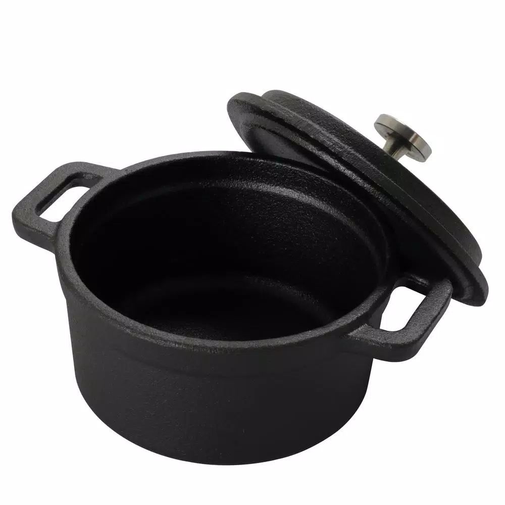 New 🥰 Gibson Home Campton 0.30 Qt. Oval Cast Iron Mini Casserole With Lid And Wooden Base ❤️ - Image 7
