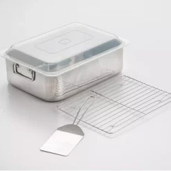 Wholesale π€© ExcelSteel 4-Piece All-in-one Stainless Steel Roaster And Lasagna Pan With Plastic Cover π