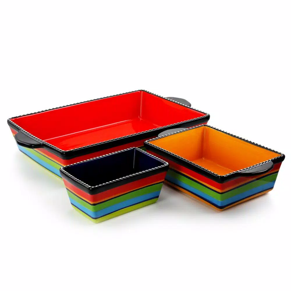 Best deal π Gibson Pueblo Springs 3-Piece Stoneware Bright Color Bakeware Set β€οΈ