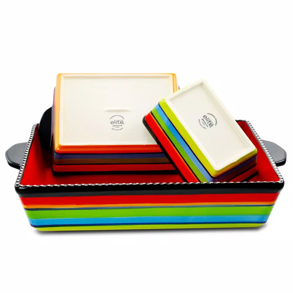 Best deal π Gibson Pueblo Springs 3-Piece Stoneware Bright Color Bakeware Set β€οΈ - Image 2
