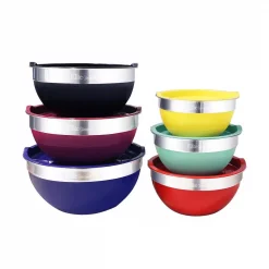 New 😀 Elite 12-Piece Stainless Steel Colored Mixing Bowl With Tops 🥰