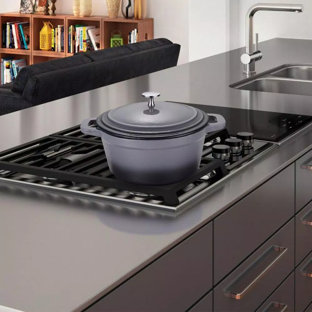 Wholesale π AMERCOOK LA PLURIEL 3 Qt. Round Enameled Cast Iron Casserole Dish In Gray With Lid π - Image 3