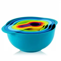 Wholesale 🎉 MegaChef 8-Piece Plastic Assorted Colors Mixing Bowl Set With Measuring Cups 😍