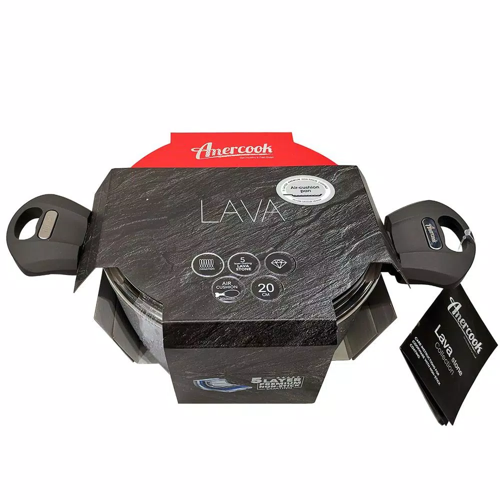 Buy π AMERCOOK Lava Stone 1.25 Qt. Aluminum Nonstick Casserole Dish In Gray With Glass Lid π€© - Image 3