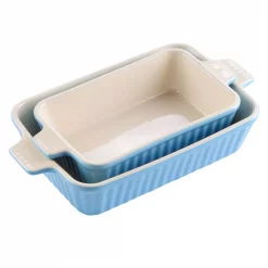 Best reviews of 👏 MALACASA 2-Piece Blue Rectangle Porcelain Bakeware Set 9 In. And 11 In. Baking Pans 🔔