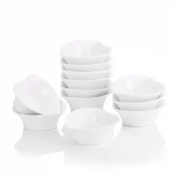 Promo π MALACASA 3.5 In. White Ceramic Ramekins Set Souffle Dishes (Set Of 12) π