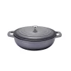 Budget 😉 AMERCOOK LA PLURIEL 3 Qt. Round Enameled Cast Iron Casserole Pan In Gray With Lid 😍