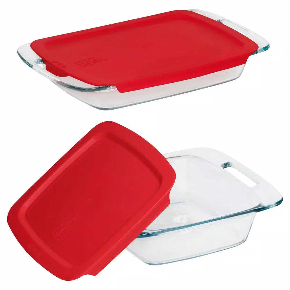 Wholesale β¨ Pyrex Easy Grab 3 Qt. And 8 In. X 8 In. 4-Piece Glass Bakeware Set With Red Lids π― - Image 2