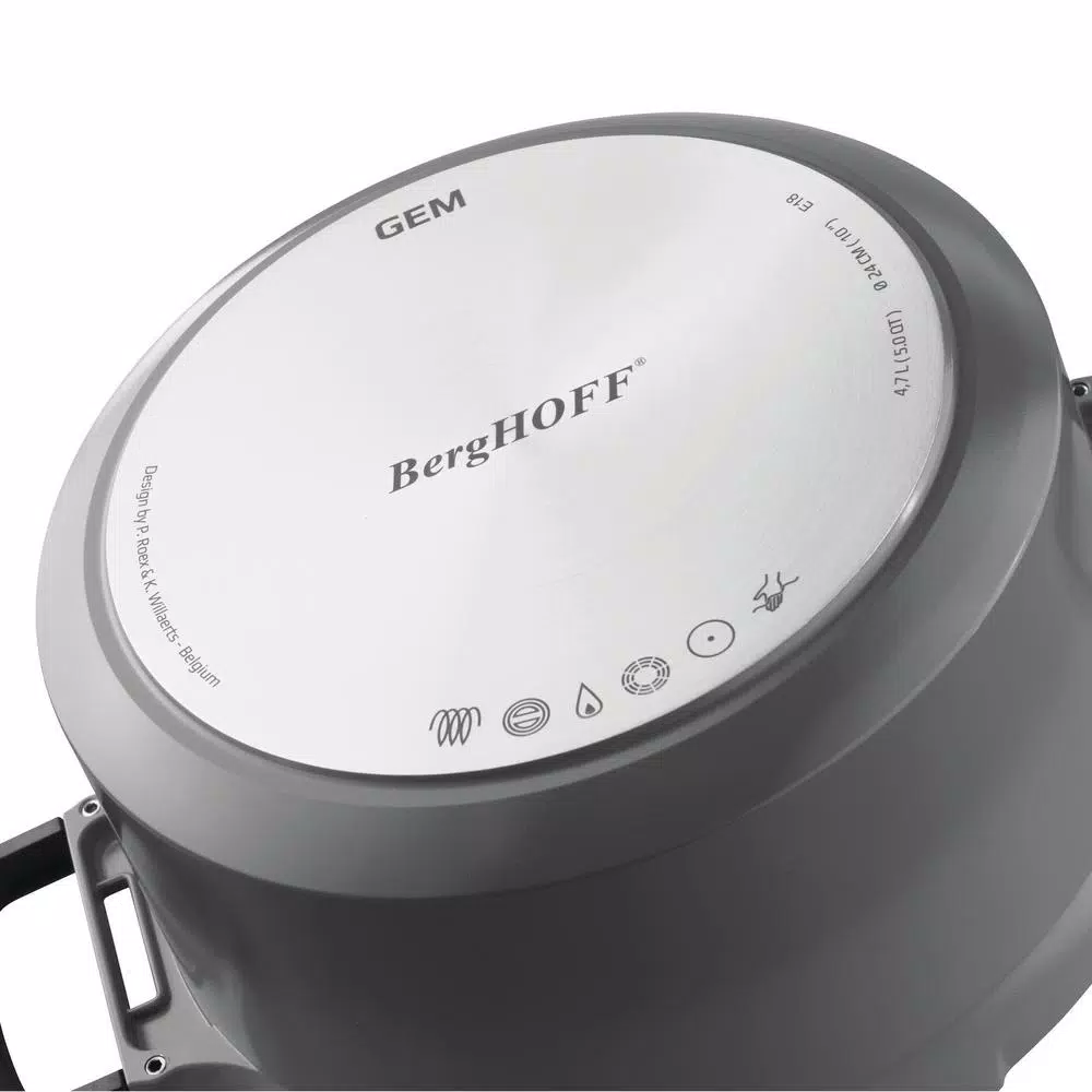 New βοΈ BergHOFF GEM Stay Cool 3 Qt. Cast Aluminum Nonstick Casserole Dish In Gray With Glass Lid π - Image 4