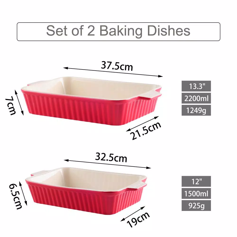 Coupon π€© MALACASA 2-Piece Red Rectangle Porcelain Bakeware Set 12 In. And 13 In. Baking Dish π - Image 4