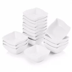 Best Pirce 🌟 MALACASA 2.5-Inch Porcelain White Ramekins Souffle Dishes Serving Bowls(Set Of 16) 🧨