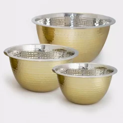 Buy β€οΈ ExcelSteel 1.75 QT Professional Stainless-Steel π¨ Hammered Mixing Bowl With Gold Tone π₯