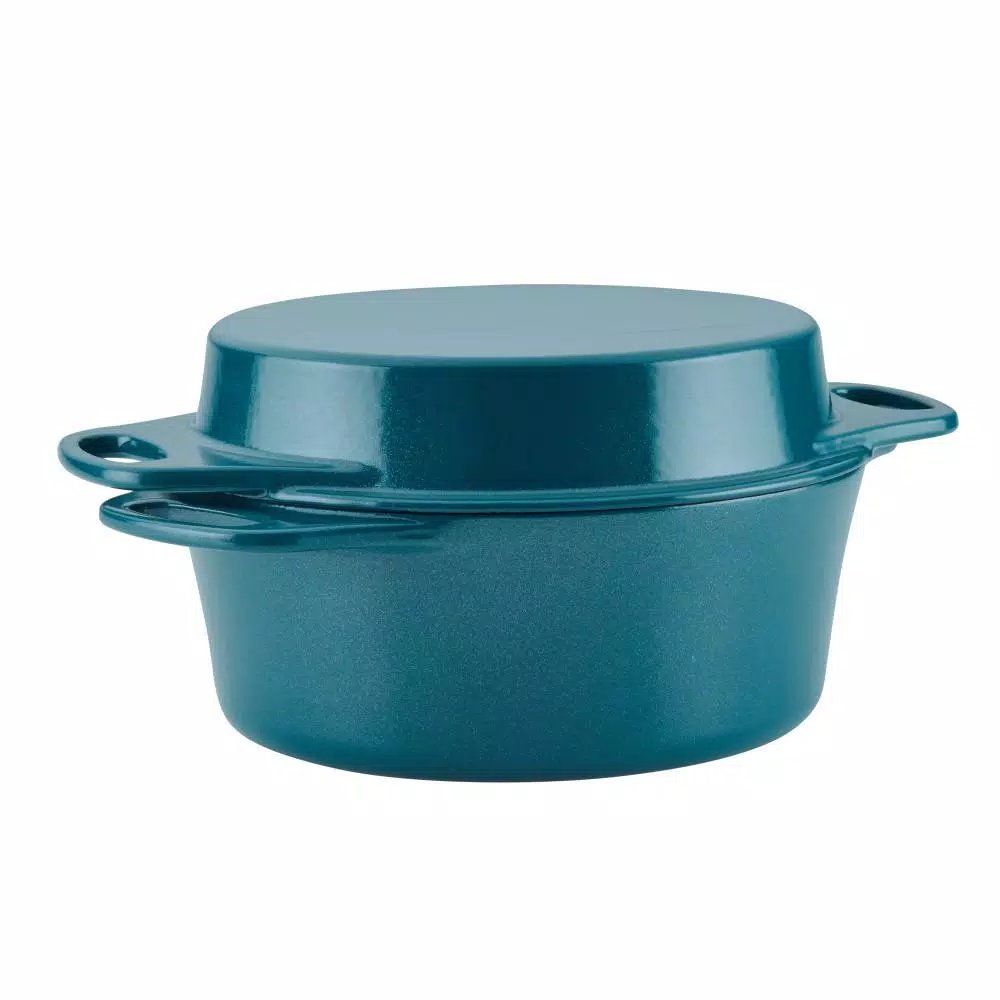 Best Pirce π― Rachael Ray Create Delicious 4 Qt. Cast Iron Casserole Dish In Teal Shimmer With Griddle Lid β¨