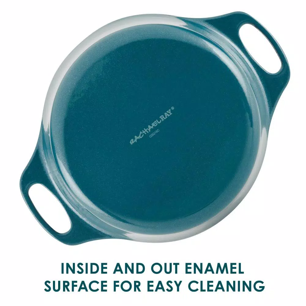 Best Pirce π― Rachael Ray Create Delicious 4 Qt. Cast Iron Casserole Dish In Teal Shimmer With Griddle Lid β¨ - Image 2