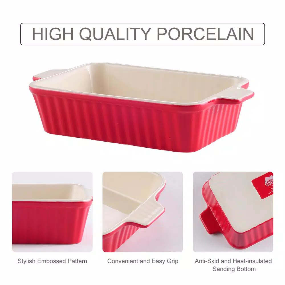 Coupon π€© MALACASA 2-Piece Red Rectangle Porcelain Bakeware Set 12 In. And 13 In. Baking Dish π - Image 5