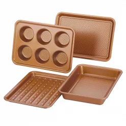 Flash Sale 😀 Ayesha Curry Ayesha Bakeware Toaster Oven Baking Set, Copper, 4-Piece 🧨