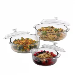 Discount 🥰 Libbey Libbey Baker’s Basics 3-piece Glass Bake Set With 3 Covers ❤️