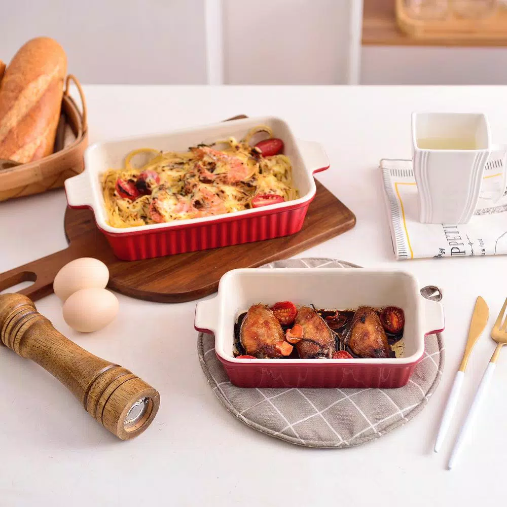 Coupon π€© MALACASA 2-Piece Red Rectangle Porcelain Bakeware Set 12 In. And 13 In. Baking Dish π - Image 6