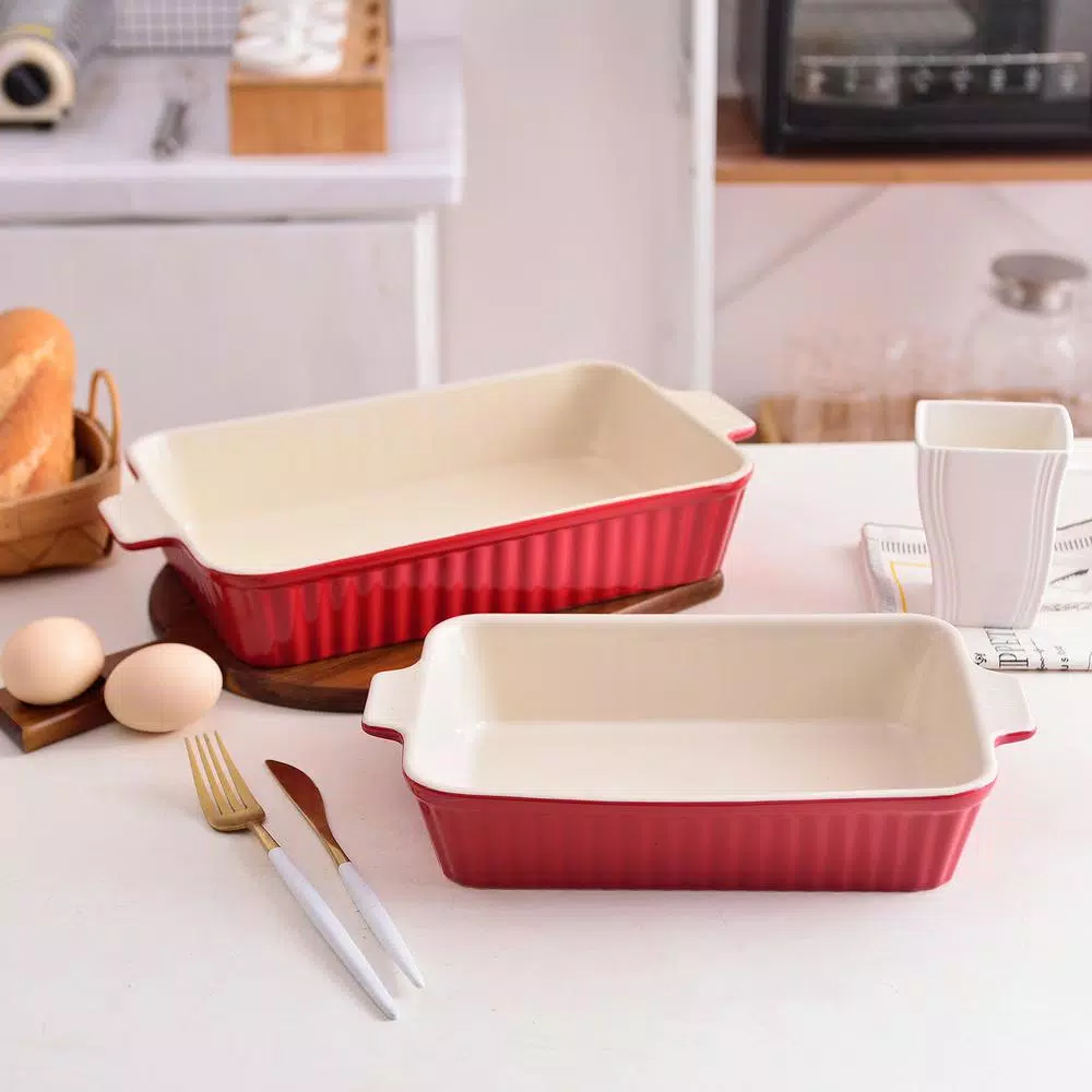 Coupon π€© MALACASA 2-Piece Red Rectangle Porcelain Bakeware Set 12 In. And 13 In. Baking Dish π - Image 7