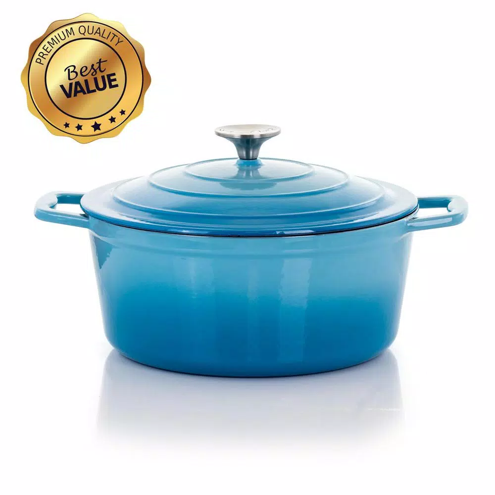 Wholesale π MegaChef MegaChef 4 Qt. Round Enameled Cast Iron Casserole In Blue With Lid π―