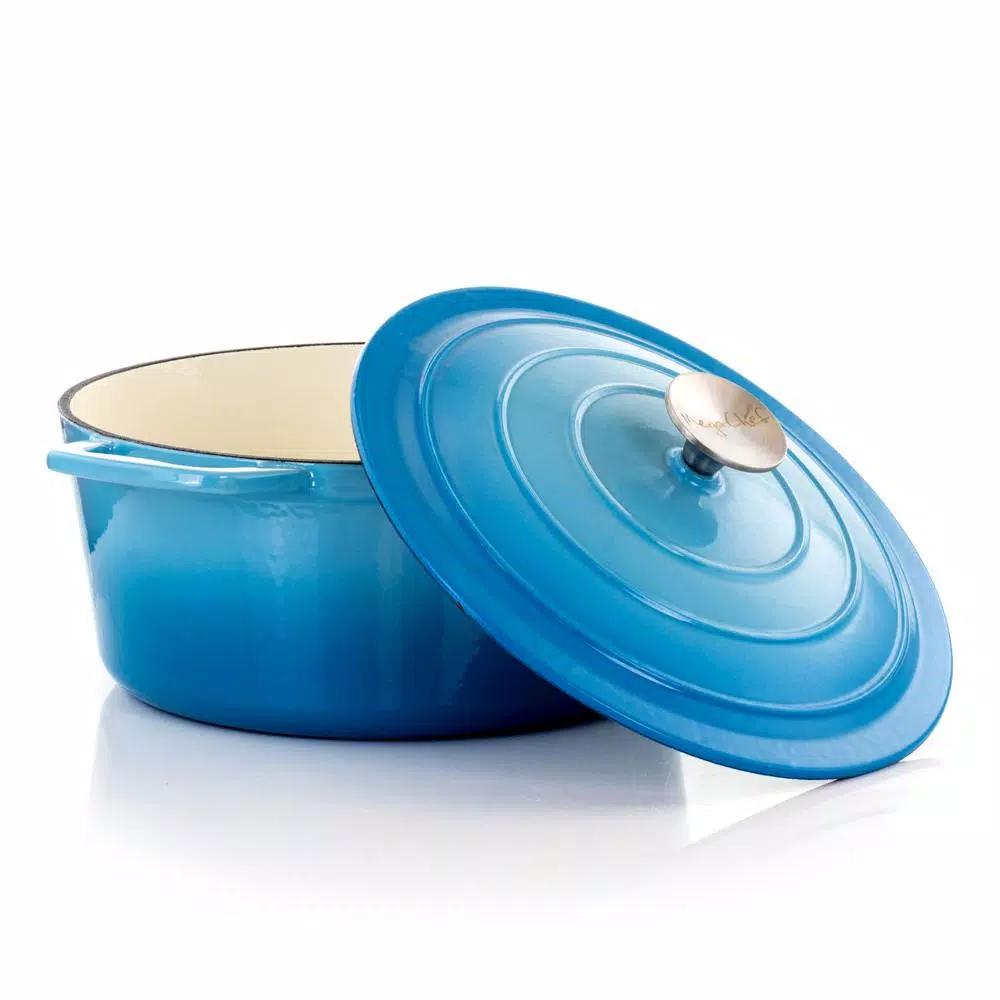 Wholesale π MegaChef MegaChef 4 Qt. Round Enameled Cast Iron Casserole In Blue With Lid π― - Image 2