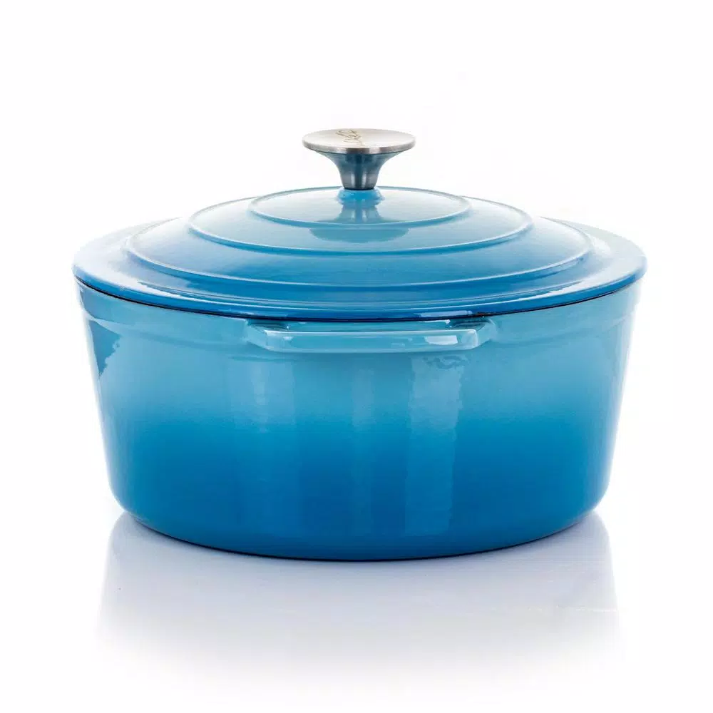Wholesale π MegaChef MegaChef 4 Qt. Round Enameled Cast Iron Casserole In Blue With Lid π― - Image 3