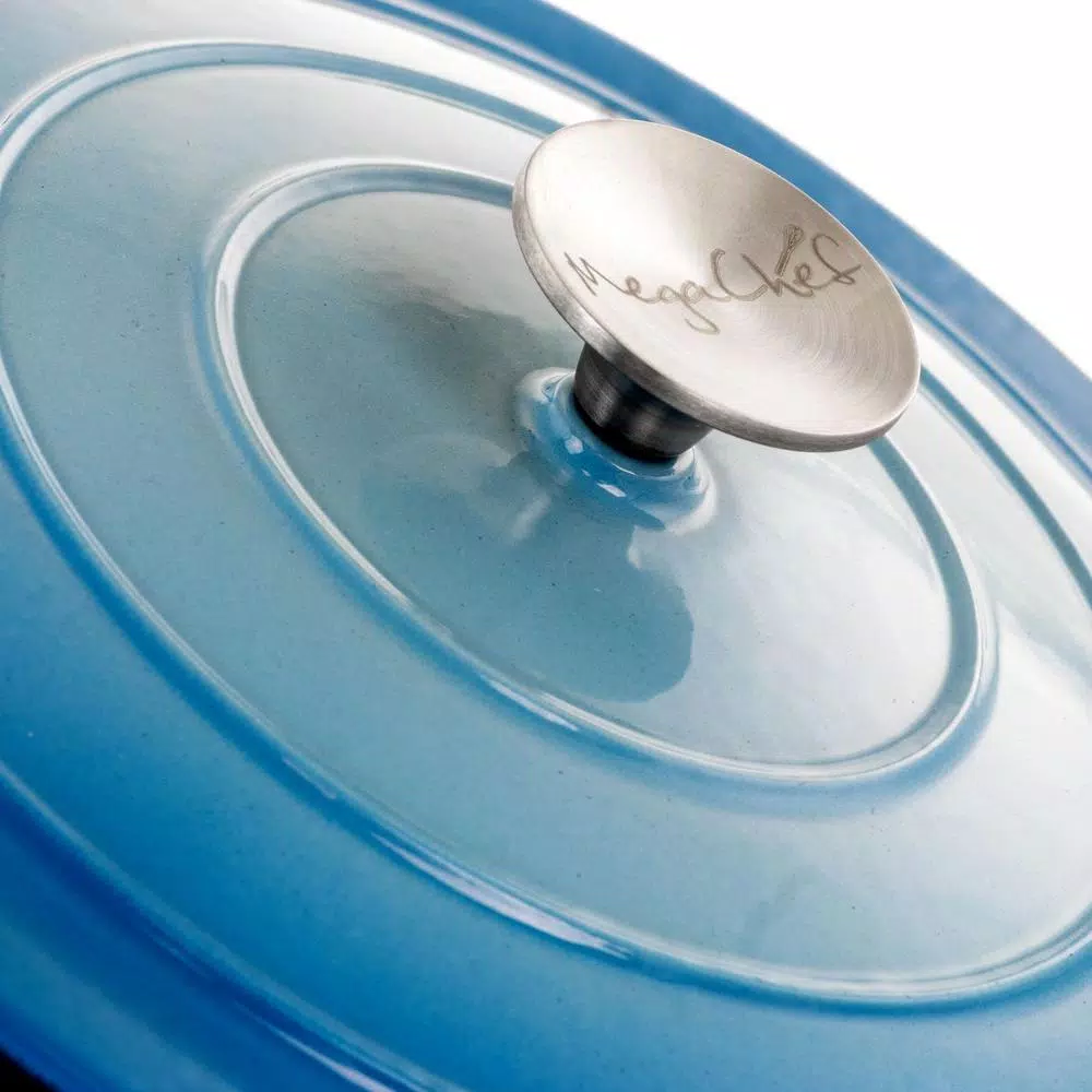 Wholesale π MegaChef MegaChef 4 Qt. Round Enameled Cast Iron Casserole In Blue With Lid π― - Image 5