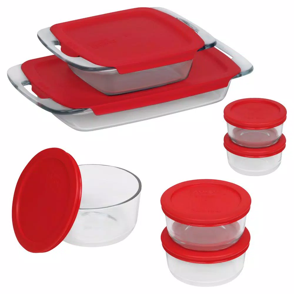 Cheap π Pyrex Bake N Store 14-Piece Glass Bakeware And Storage Set With Red Lids π