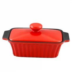 Cheapest β Crock-Pot Denhoff Ribbed 8.5 In. Rectangular Stoneware Nonstick Casserole Dish In Red With Lid π