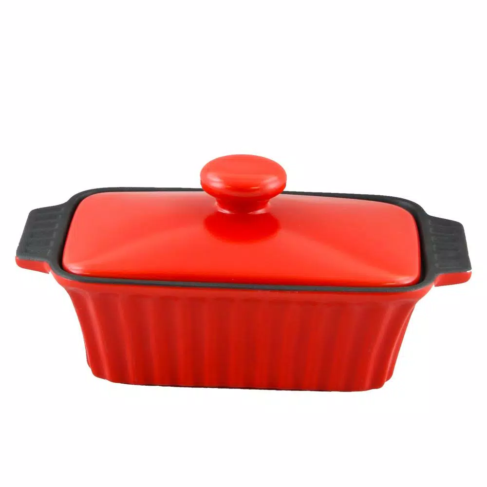 Cheapest β Crock-Pot Denhoff Ribbed 8.5 In. Rectangular Stoneware Nonstick Casserole Dish In Red With Lid π