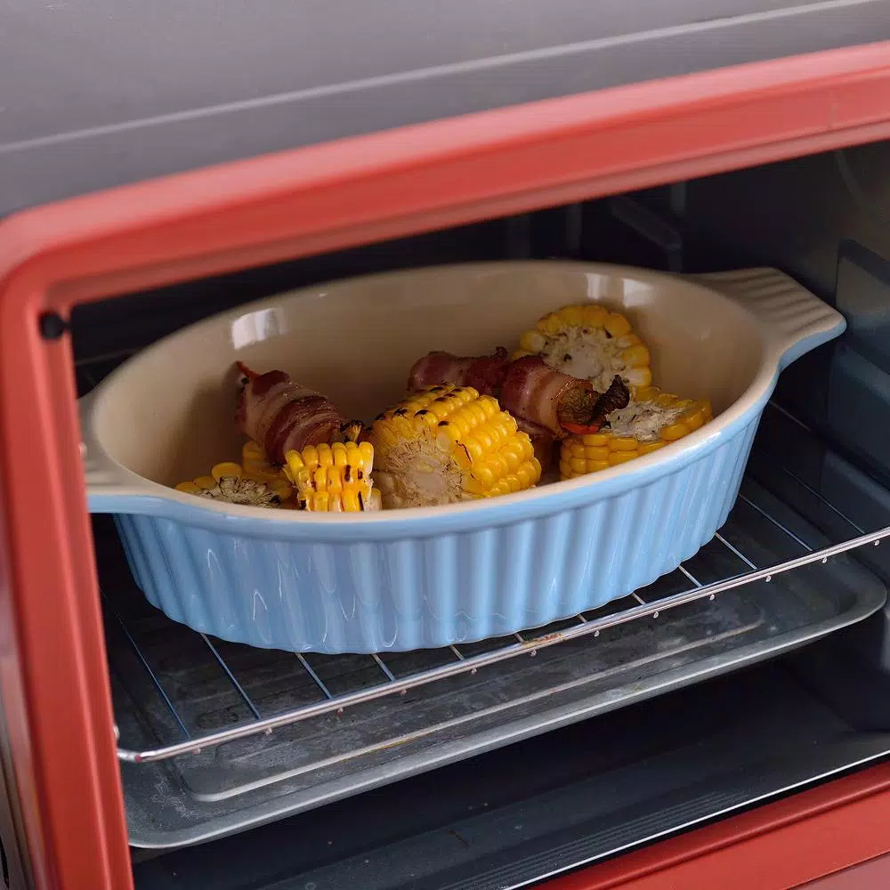 Discount π MALACASA 2-Piece Blue Oval Porcelain Bakeware Set 12.75 In. And 14.5 In. Baking Dish β - Image 7